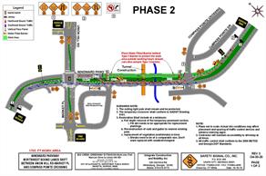 Map illustrating Phase 2 lane closures