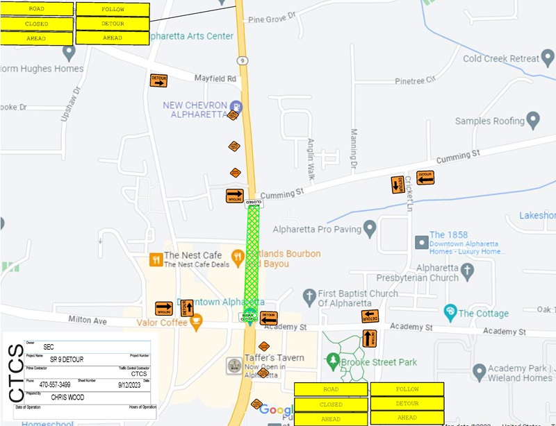 GDOT Detour Plan for 09-24-2023 Closure of SR9
